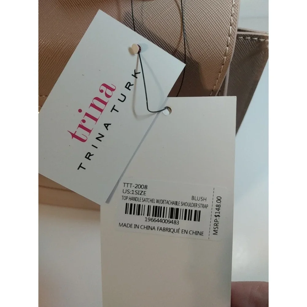 NWT Trina Turk Medium Blush Pink Satchel Purse Detach Strap MSRP 148.00